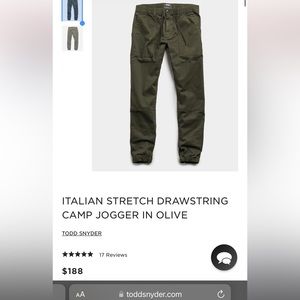 COPY - Todd snyder ITALIAN STRETCH DRAWSTRING CAMP JOGGER IN OLIVE